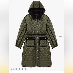 Maje Patch-pocket removable-hooded quilted shell coat